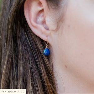Lapis Lazuli Gold Earrings Teardrop 14k Gold Filled